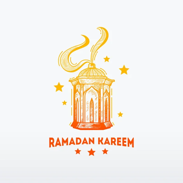 Linterna Colgante Dibujada Mano Ramadan Kareem Fondo Ramadan Kareem Fondo — Archivo Imágenes Vectoriales
