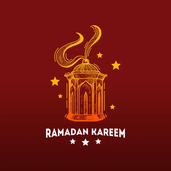 Linterna Colgante Dibujada Mano Ramadan Kareem Fondo Ramadan Kareem Fondo — Archivo Imágenes Vectoriales