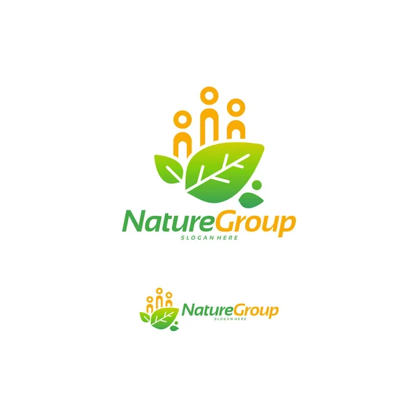 Nature Group Projeta Vetor Conceito Logotipo Ecologia Vetor Modelo Logotipo — Vetor de Stock