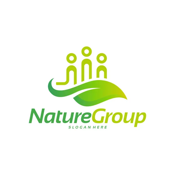 Nature Group Projeta Vetor Conceito Logotipo Ecologia Vetor Modelo Logotipo — Vetor de Stock