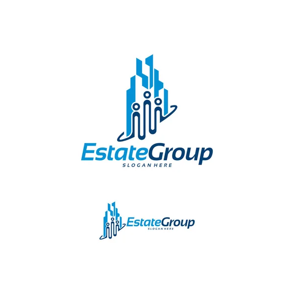 Estate Group Logo Projeta Conceito Vetorial Construindo Logo Modelo Vetorial — Vetor de Stock