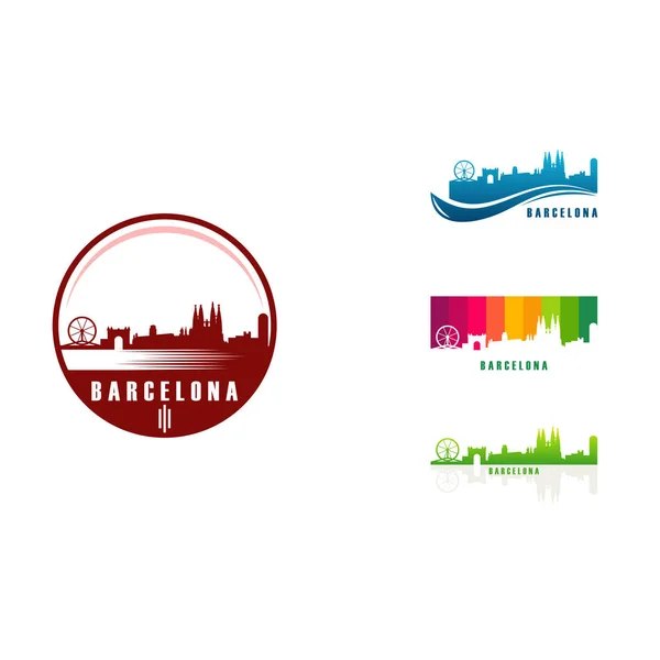 Conjunto Diseños Logos Barcelona City Skyline Vector Big City European — Archivo Imágenes Vectoriales