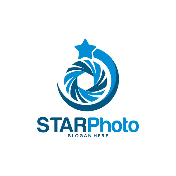 Star Photography Logo Designkonzept Linse Star Logo Vorlagenvektor — Stockvektor