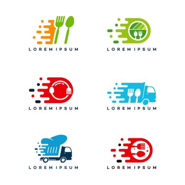 Fast Food Teslimat logosu dizayn konsepti, Food Truck logo şablonu, Food Icon logosu