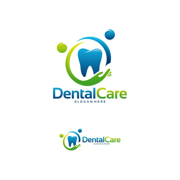 Dental Care Logo Projeta Vetor Conceito Modelo Logotipo Dental Família — Vetor de Stock