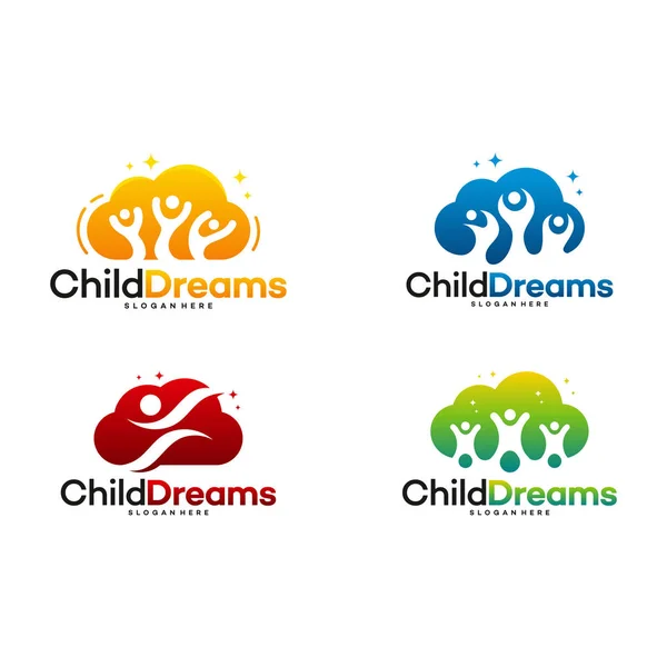 Cloud Dreams Logo Designs Online Learning Logo Designs Vector Logotipo — Vetor de Stock