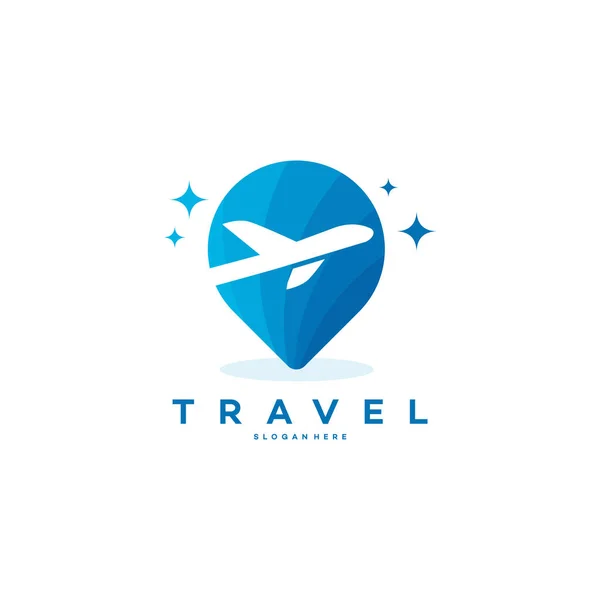 Strand Oceaan Logo Ontwerpen Concept Vector Point Travel Logo Template — Stockvector