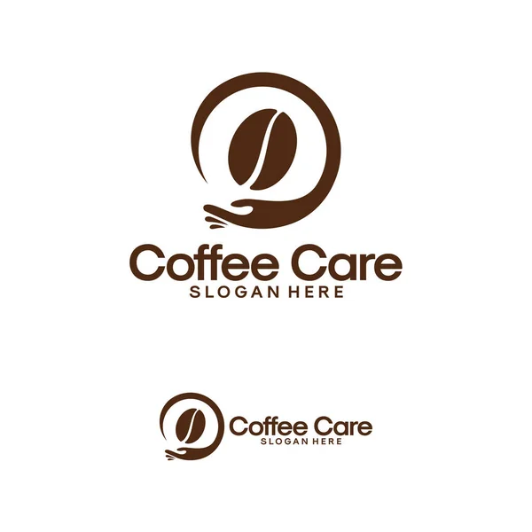 Coffee Care Logosu Vektör Coffee Bean Logo Tasarımı Konsepti Dizayn — Stok Vektör