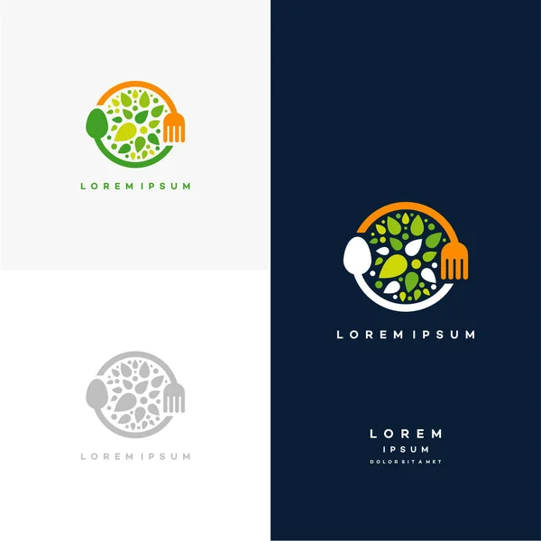 Zdrowa Natura Żywności Logo Projektuje Wektor Koncepcji Wegetariański Symbol Żywności — Wektor stockowy