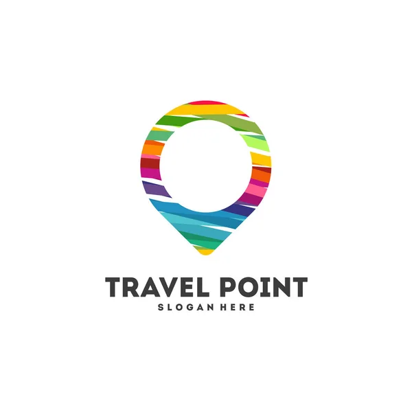 カラフルな旅行代理店のロゴデザイン 要約ポイントロゴテンプレート — ストックベクタ