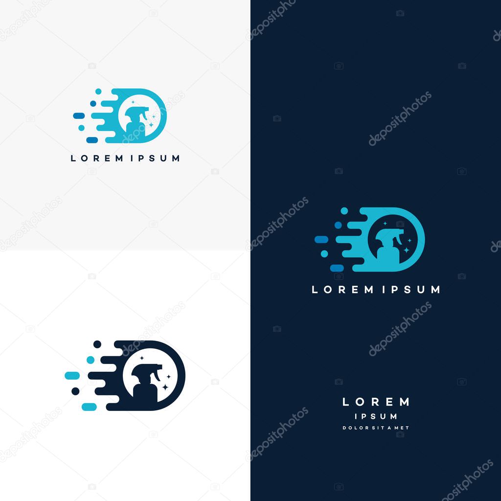 Fast Cleaning logo designs concept vector, Cleaning Service logo symbol, Sprayer logo