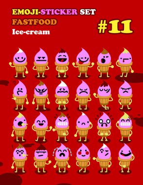 Emoji-etiket seti - dondurma