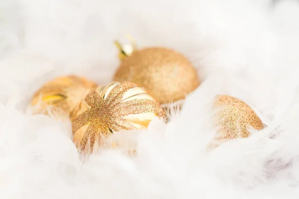 Golden Christmas Baubles — Stock Photo, Image