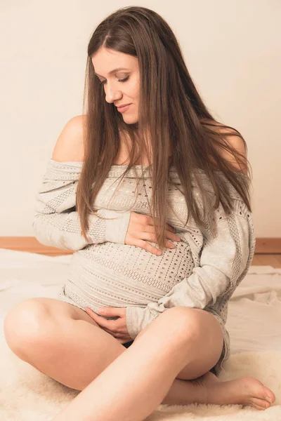 Těhotná žena Kavkazský — Stock fotografie