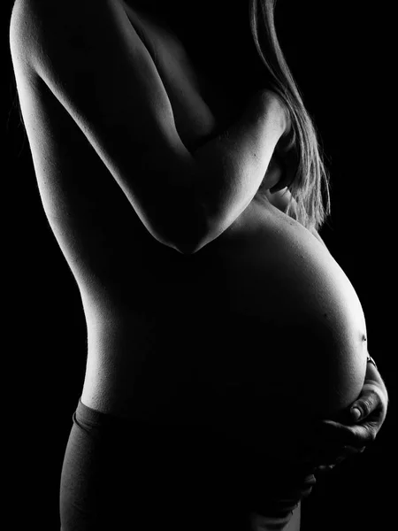 Femme enceinte caucasienne silhouette — Photo