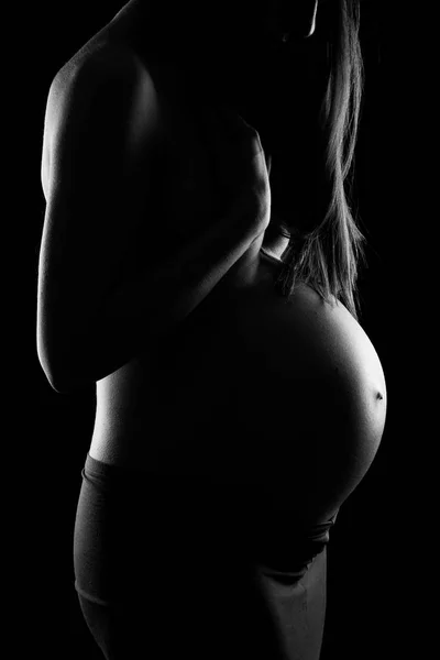 Femme enceinte caucasienne silhouette — Photo