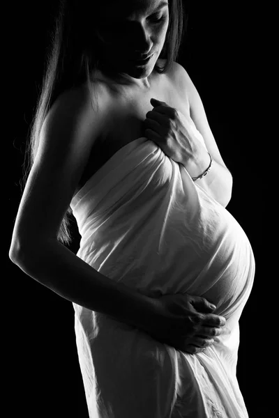 Donna caucasica incinta silhouette — Foto Stock