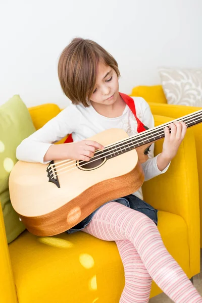 Little girl with bass — Stock Photo, Image