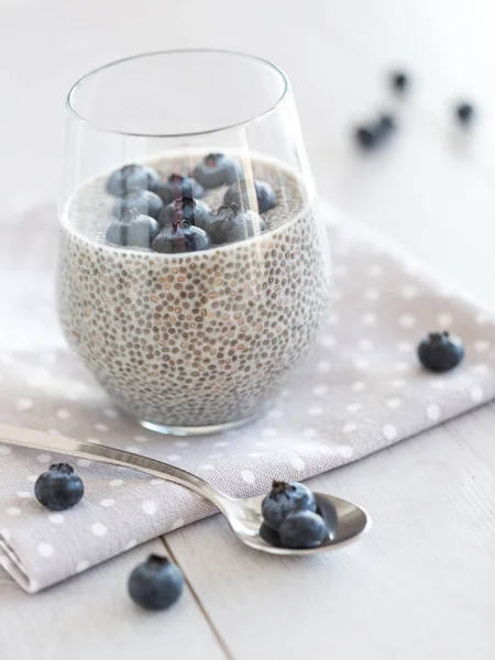 Chia pudding in glass — Stock Photo, Image