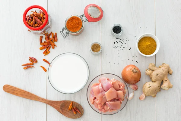 Ingrédients au curry de poulet — Photo