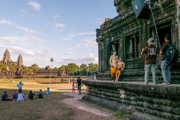 Siem Reap Cambodia Decembrie 2017 Cuplu Nou Căsătorit Fotografiere Fața — Fotografie, imagine de stoc