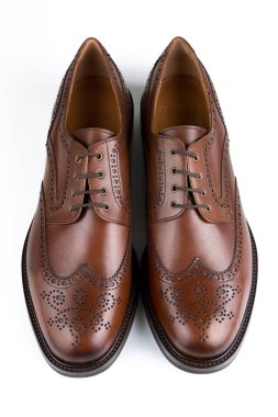 Kahverengi deri erkek. Oxfords ayakkabı ve Brogue.