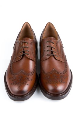 Kahverengi deri erkek. Oxfords ayakkabı ve Brogue.