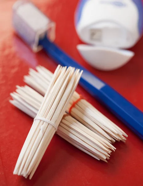 Cepillos Dientes Cepillos Dientes Cuerdas Rojo — Foto de Stock