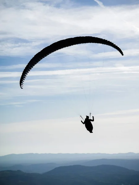 Parapendio Dopo Decollo Sopra Valle Vipava Slovenia — Foto Stock