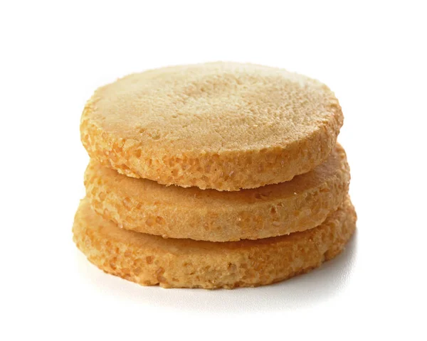 Three Shortbread Cookies Isolated White — Stock Photo, Image