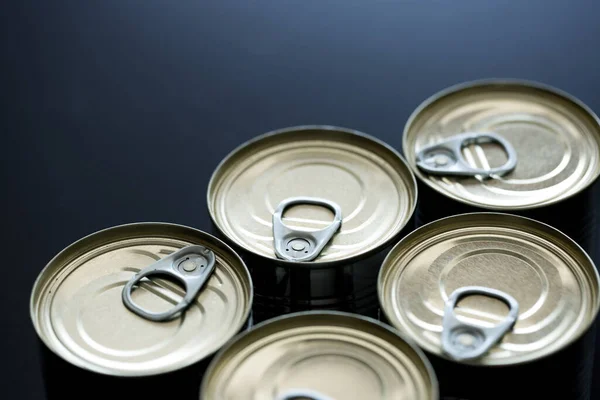 Stockpiling Cans Different Kind Food Due Coronavirus Outbreak Stay Home — Stock Photo, Image