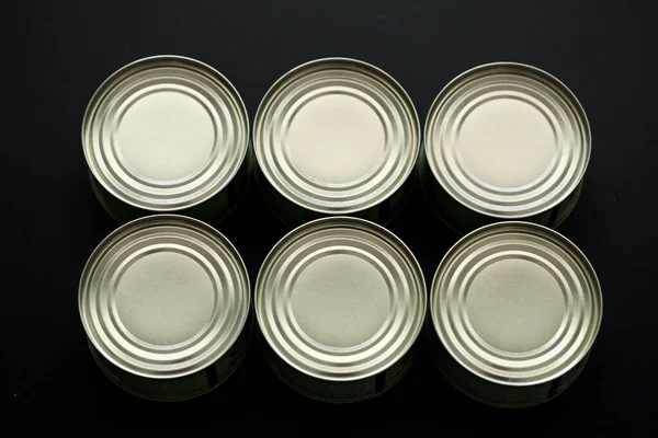 Stockpiling Cans Different Kind Food Due Coronavirus Outbreak Stay Home — Stock Photo, Image