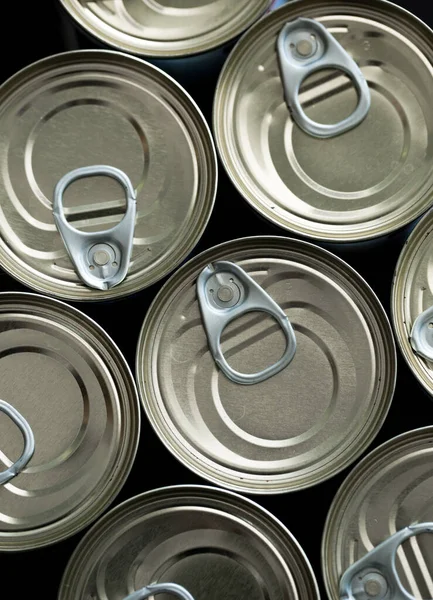 Stockpiling Cans Different Kind Food Due Coronavirus Outbreak Stay Home — Stock Photo, Image