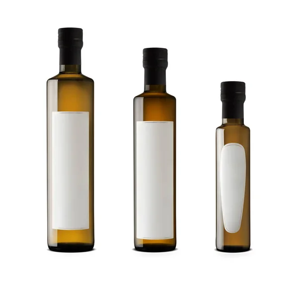 1000 750 250 Olive Oil Elegant Bottles Blank Labels Copy — Stock Photo, Image