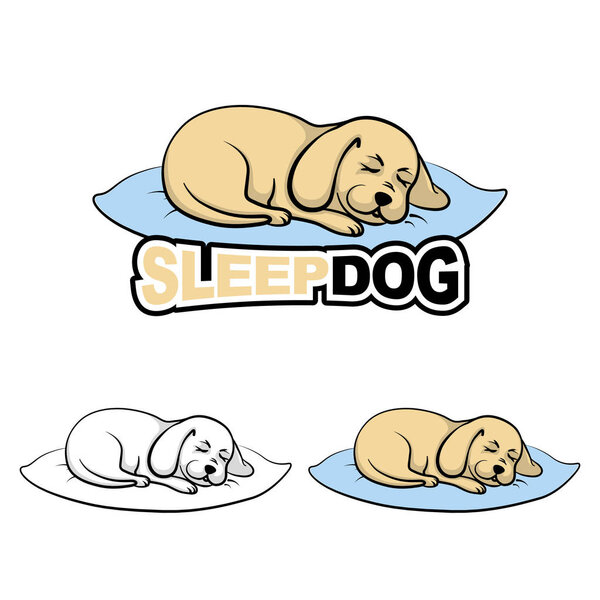 Dog sleeps on the pilow. Sweetly sleeping