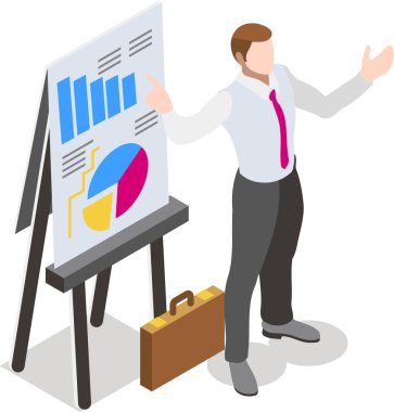 Beyaz arka plan üzerinde izole izometrik iş adamları