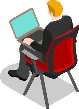 Beyaz arka plan üzerinde izole izometrik iş adamları