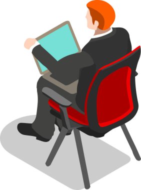 Beyaz arka plan üzerinde izole izometrik iş adamları