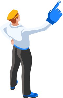 Beyaz arka plan üzerinde izole izometrik iş adamları