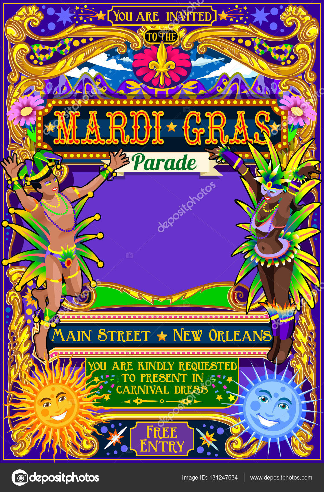 Image vectorielle Mardi Gras Carnaval Affiche Illustration Masque de  Carnaval Show Parad par ©aurielaki - 131247634, image size:1120x1700