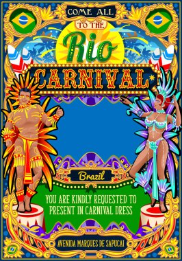 Rio karnaval Poster çerçeve Brezilya Carnaval maskesi Haritayı geçit