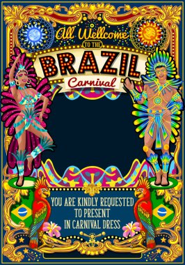 Rio karnaval Poster Tema Brezilya Carnaval maskesi Haritayı geçit