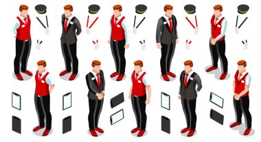 İzometrik kişi iş Icon Set koleksiyonu vektör çizim