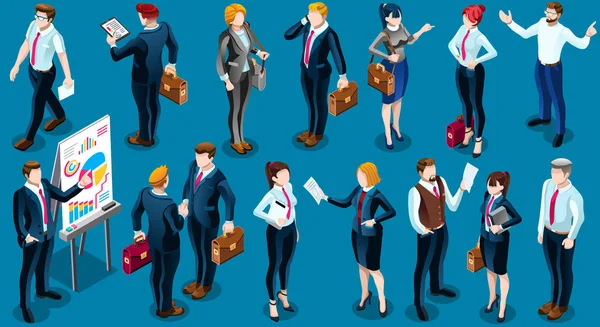 Izometryczny ludzi biznesu grupa ikona ilustracja wektorowa 3d zestaw — Wektor stockowy
