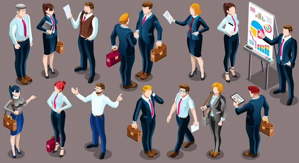 Isometric People Business Suit 3D Icon Set Vector Illustration - Stok Vektor