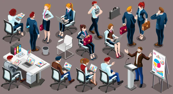 Gente isométrica Personal de trabajo Icono 3D Set Vector Ilustración — Vector de stock