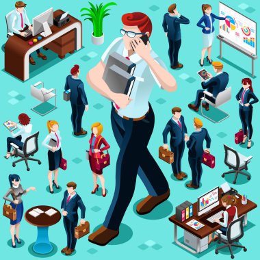 İzometrik iş adamları Icon Set vektör illüstrasyon izole