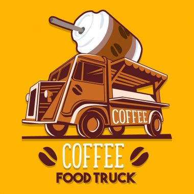 Gıda kamyon kahve Cafe kahvaltı teslimat hizmeti vektör Logo