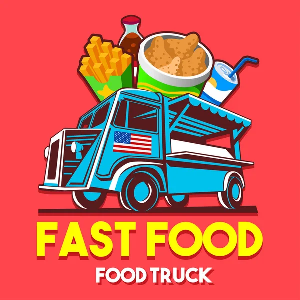 食品トラック ファーストフード レストラン配達サービスのベクトルのロゴ — ストックベクタ