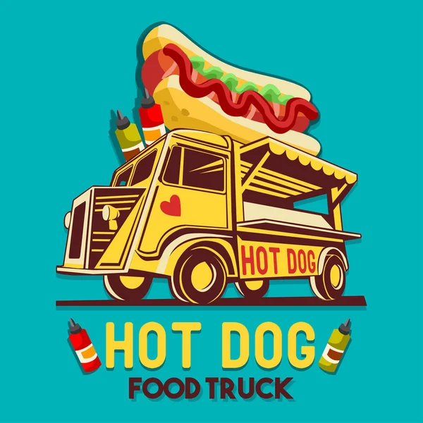 Logo vettoriale del servizio di consegna rapida dell'hot dog del camion del cibo — Vettoriale Stock